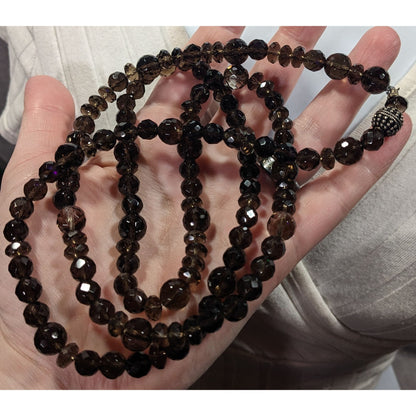 Vintage Glam Brown Faceted Crystal Glass Beaded Necklace