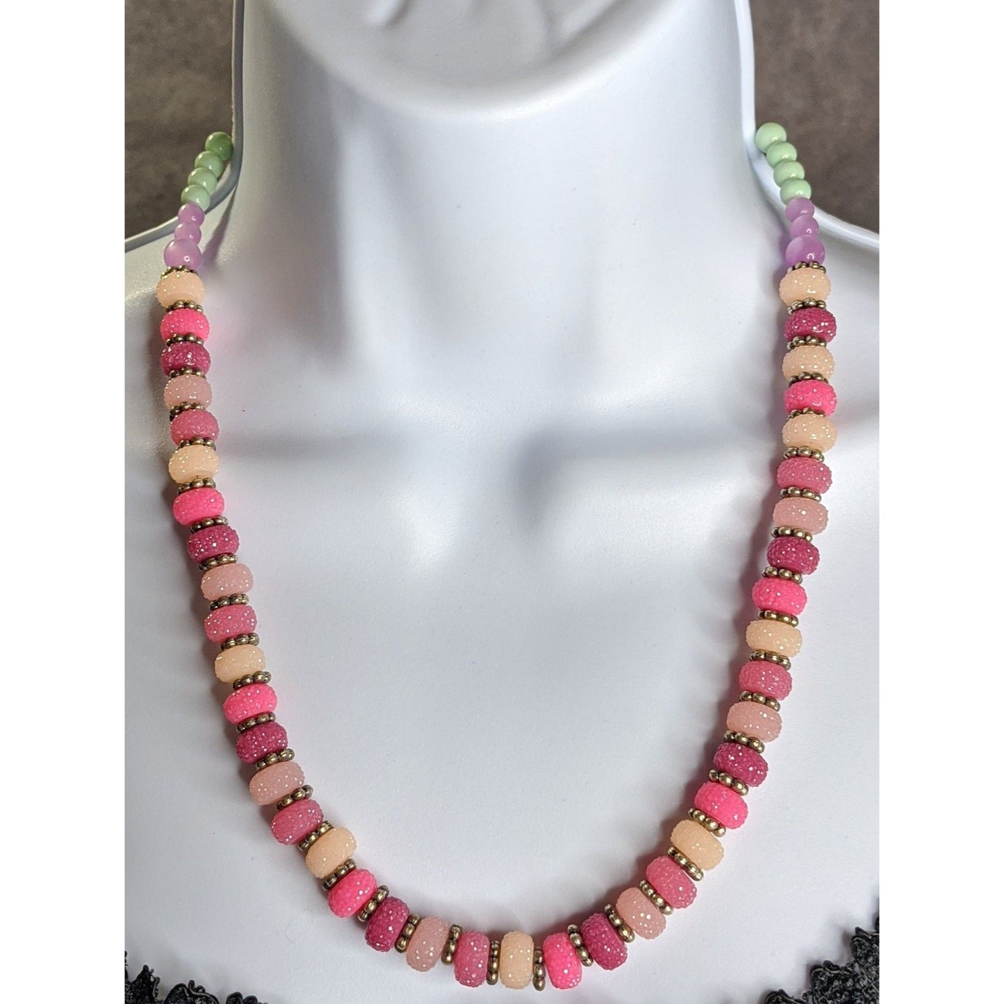 Colorful Jelly Beaded Necklace With Pastel & Glitter Accents