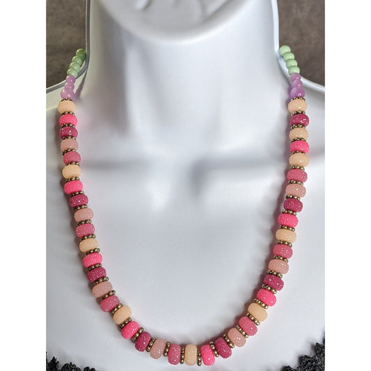 Colorful Jelly Beaded Necklace With Pastel & Glitter Accents