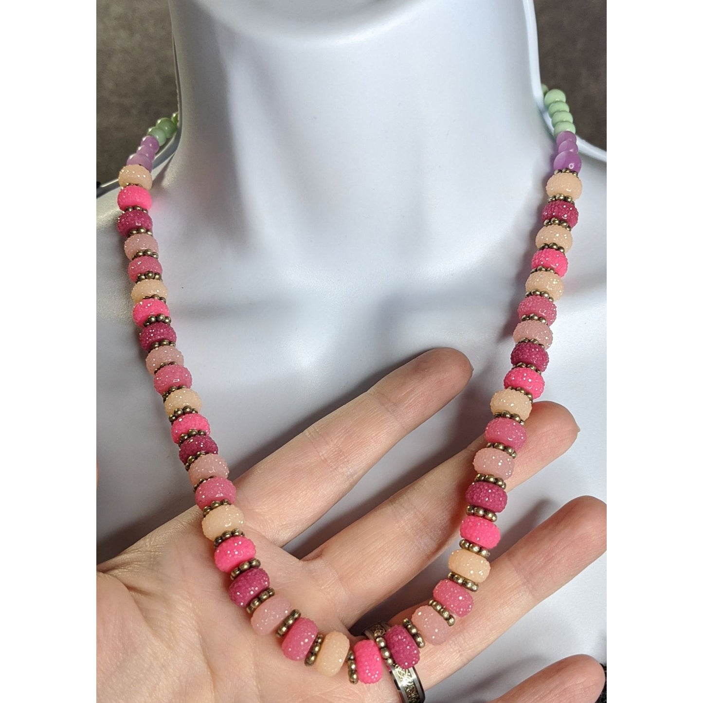 Colorful Jelly Beaded Necklace With Pastel & Glitter Accents