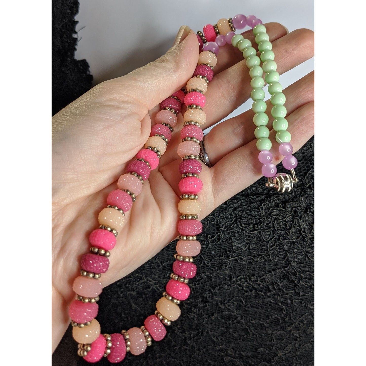 Colorful Jelly Beaded Necklace With Pastel & Glitter Accents