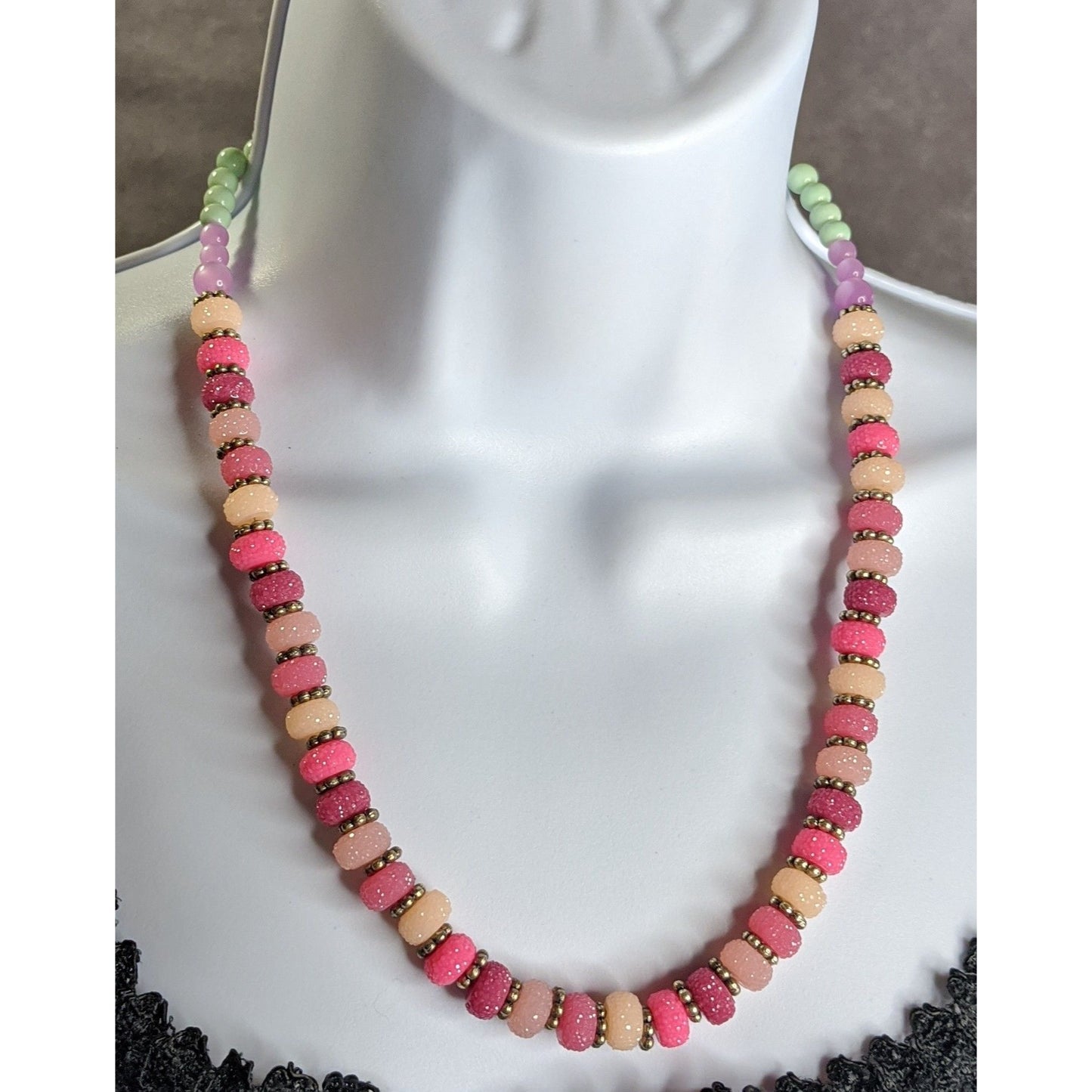 Colorful Jelly Beaded Necklace With Pastel & Glitter Accents