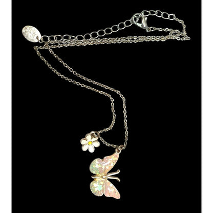 Y2K Fairycore Butterfly Enamel And Glitter Pendant Necklace