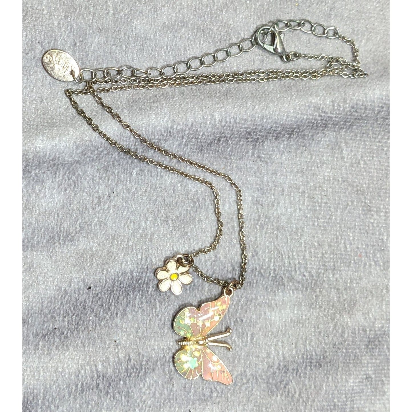 Y2K Fairycore Butterfly Enamel And Glitter Pendant Necklace