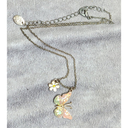 Y2K Fairycore Butterfly Enamel And Glitter Pendant Necklace