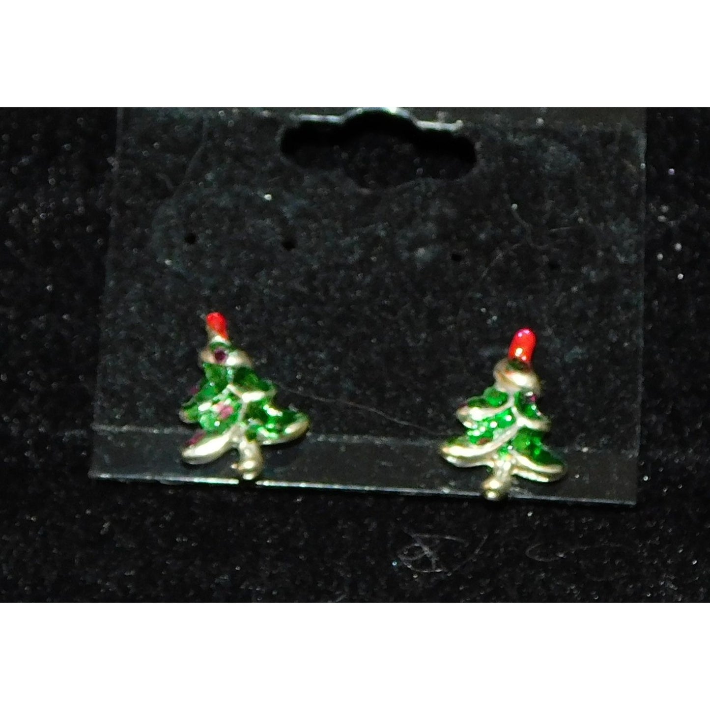 Glitter Christmas Tree Metal And Enamel Stud Earrings