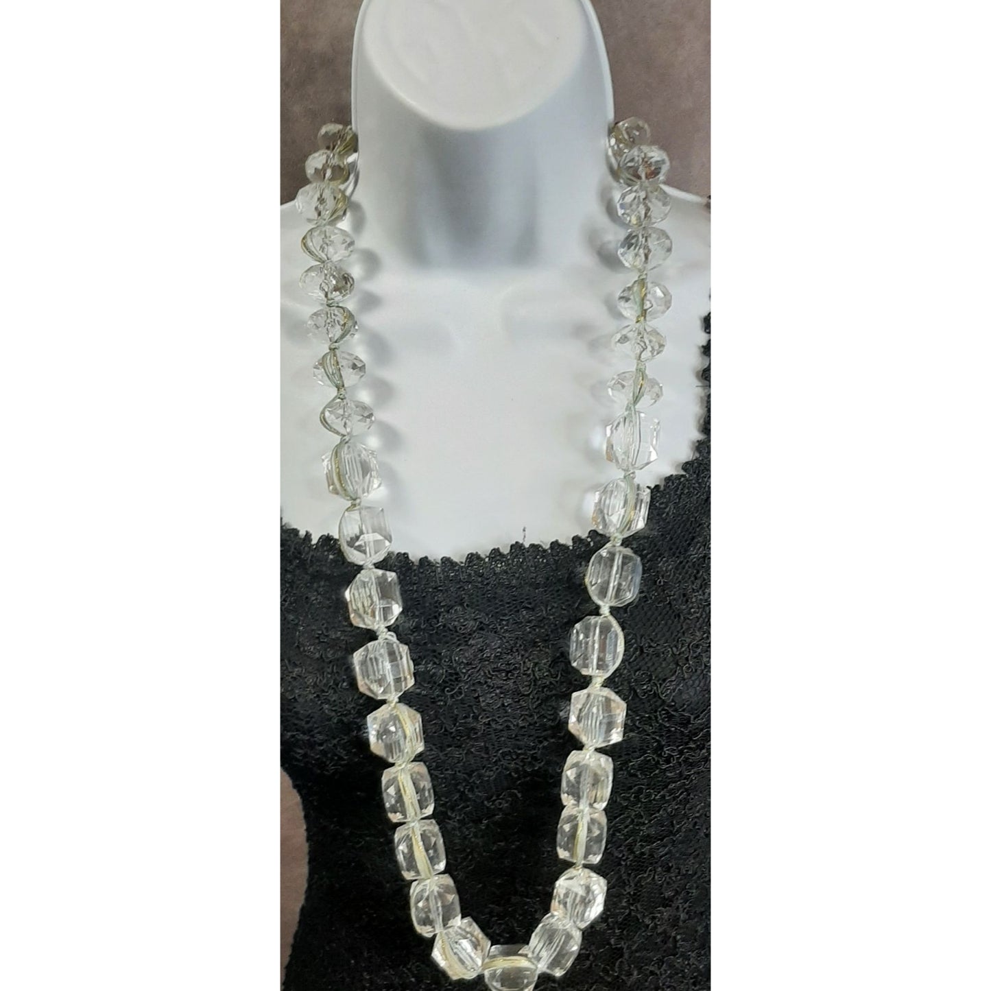 Vintage Lydell N.Y.C. Chunky Faceted Clear Bead Necklace