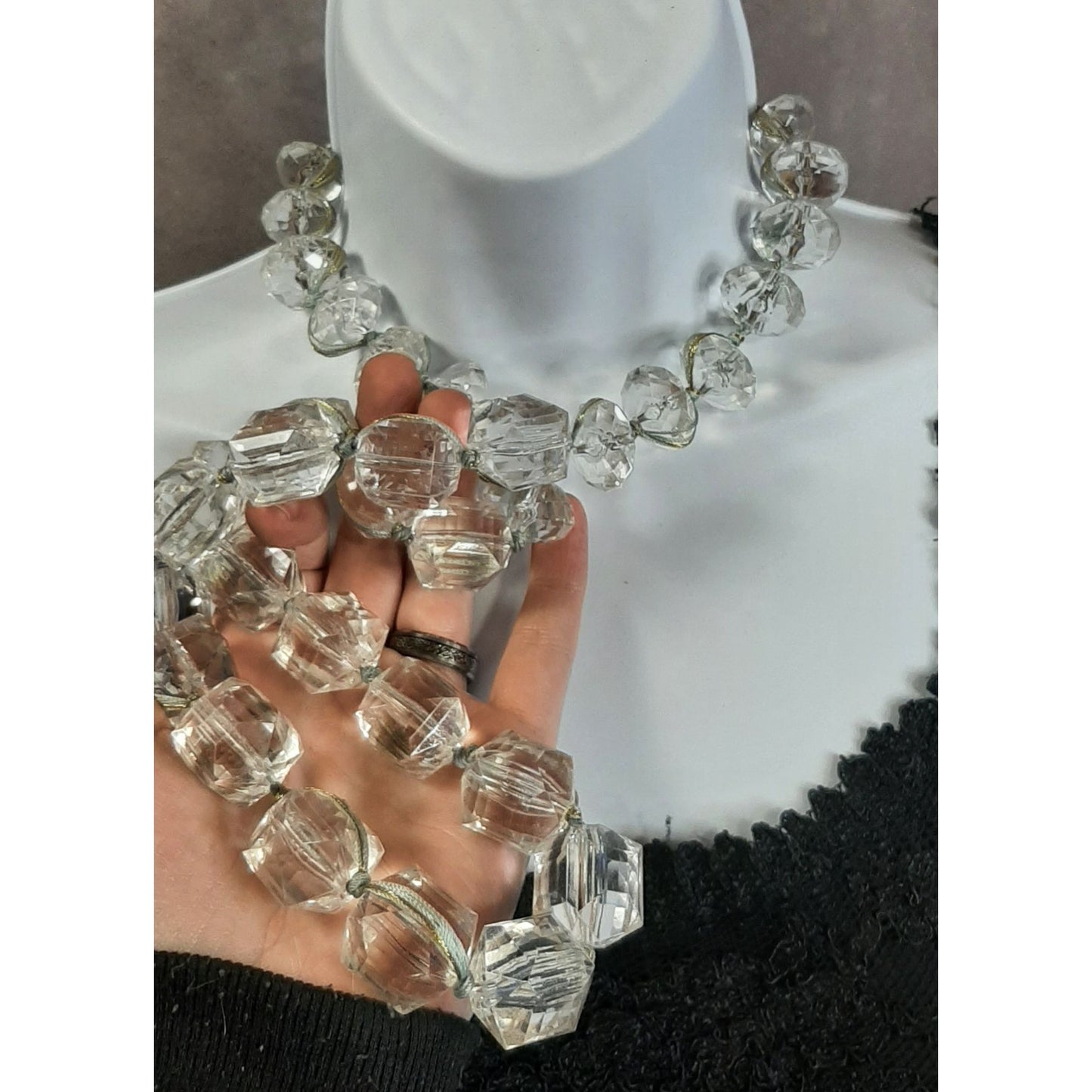 Vintage Lydell N.Y.C. Chunky Faceted Clear Bead Necklace