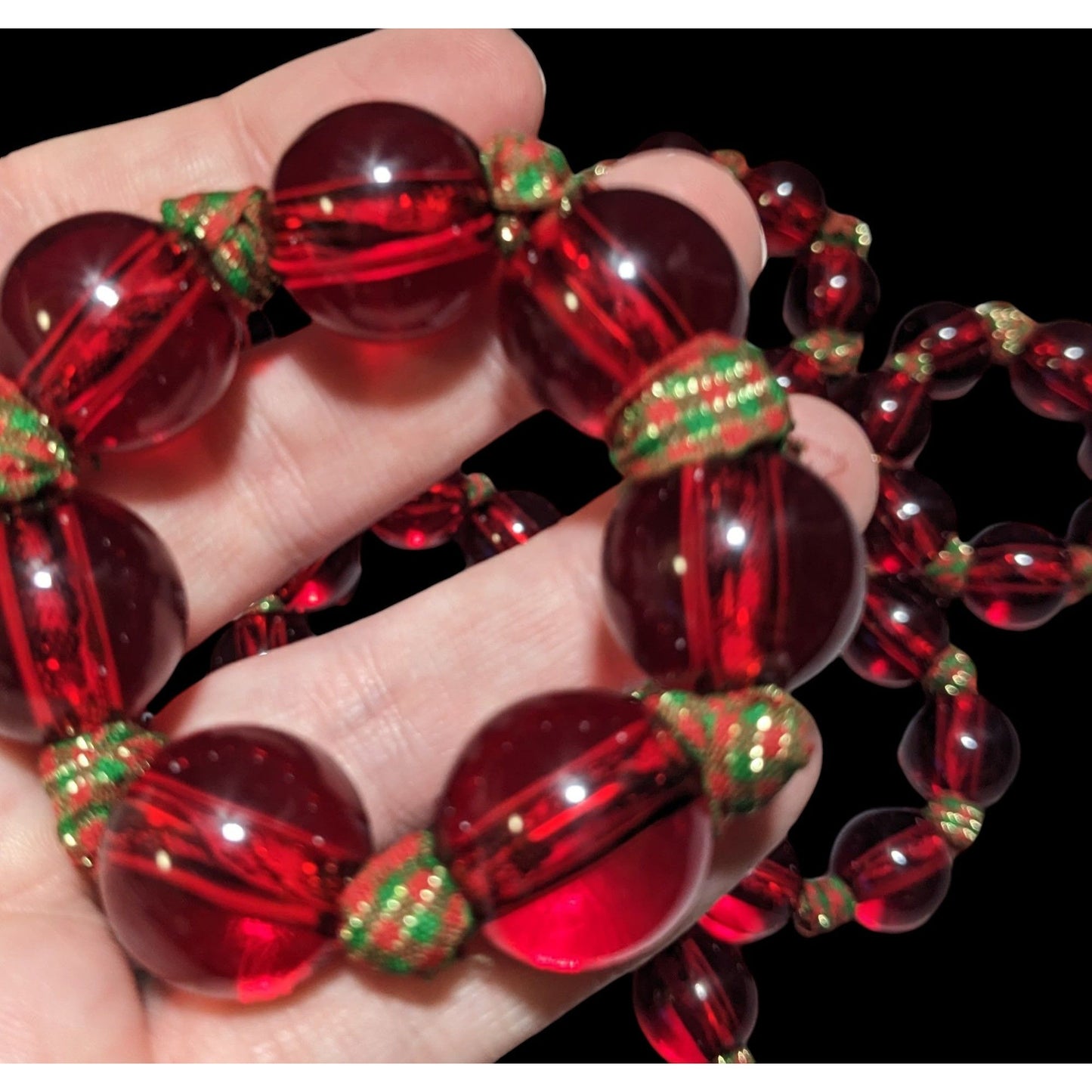 Vintage Lucite Beaded Holiday Napkin Rings