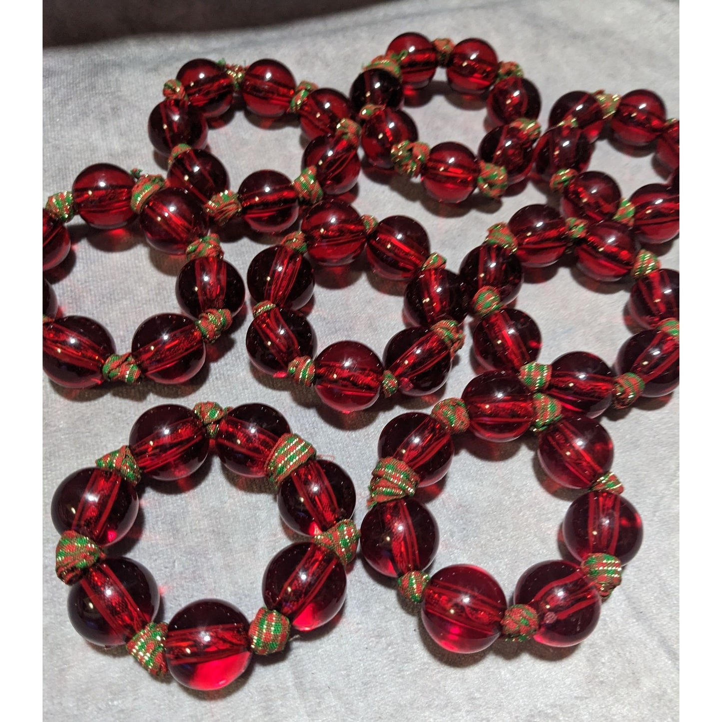 Vintage Lucite Beaded Holiday Napkin Rings