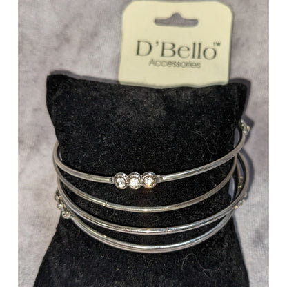 Glam Vintage D'Bello Silver Tone Rhinestone Multi Strand Bangle Bracelet Set
