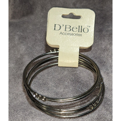Glam Vintage D'Bello Silver Tone Rhinestone Multi Strand Bangle Bracelet Set