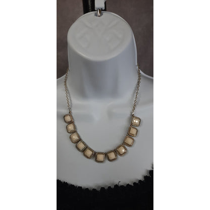 Geometric Square Beige Charm Necklace
