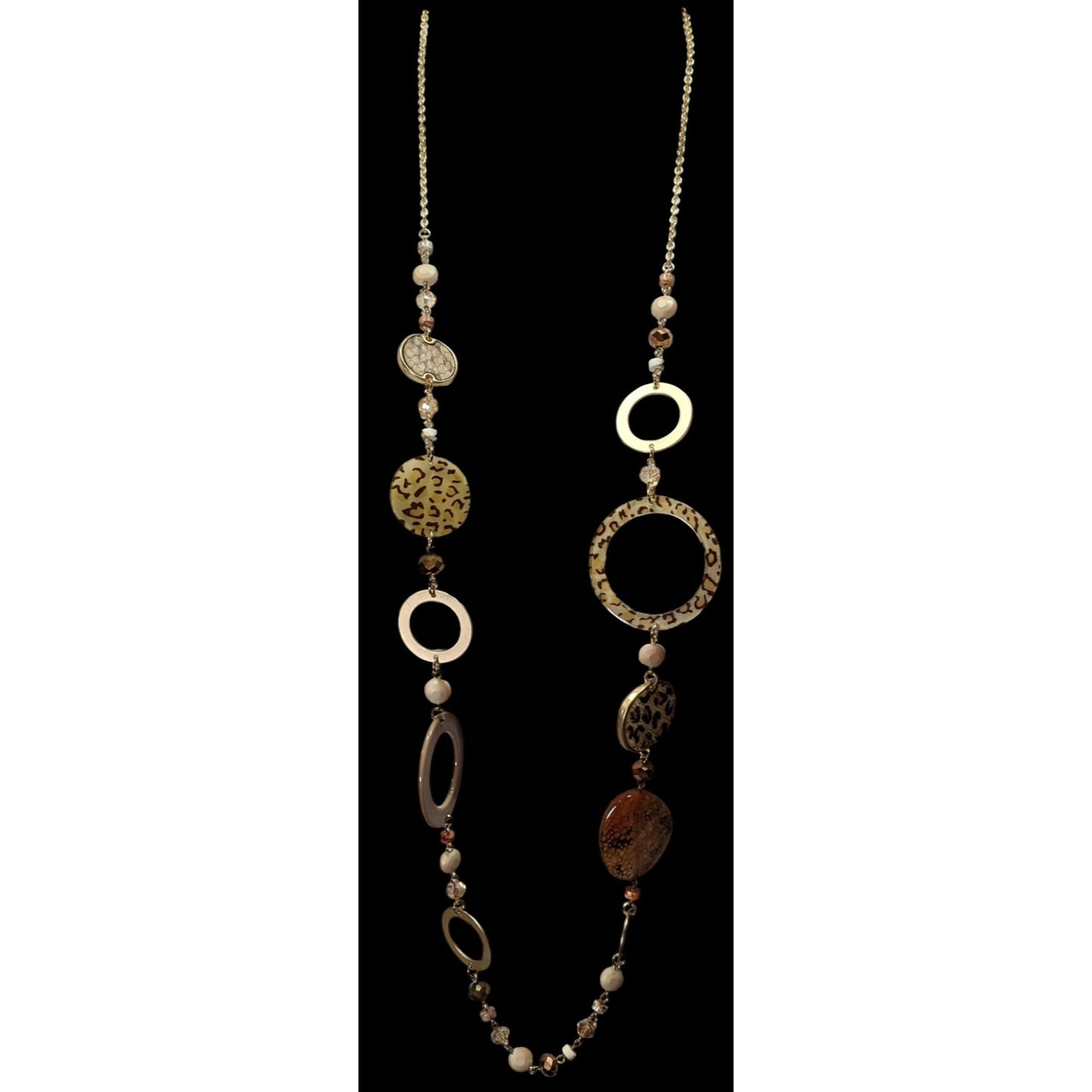 80s Style Leopard Print Mixed Media Statement Necklace