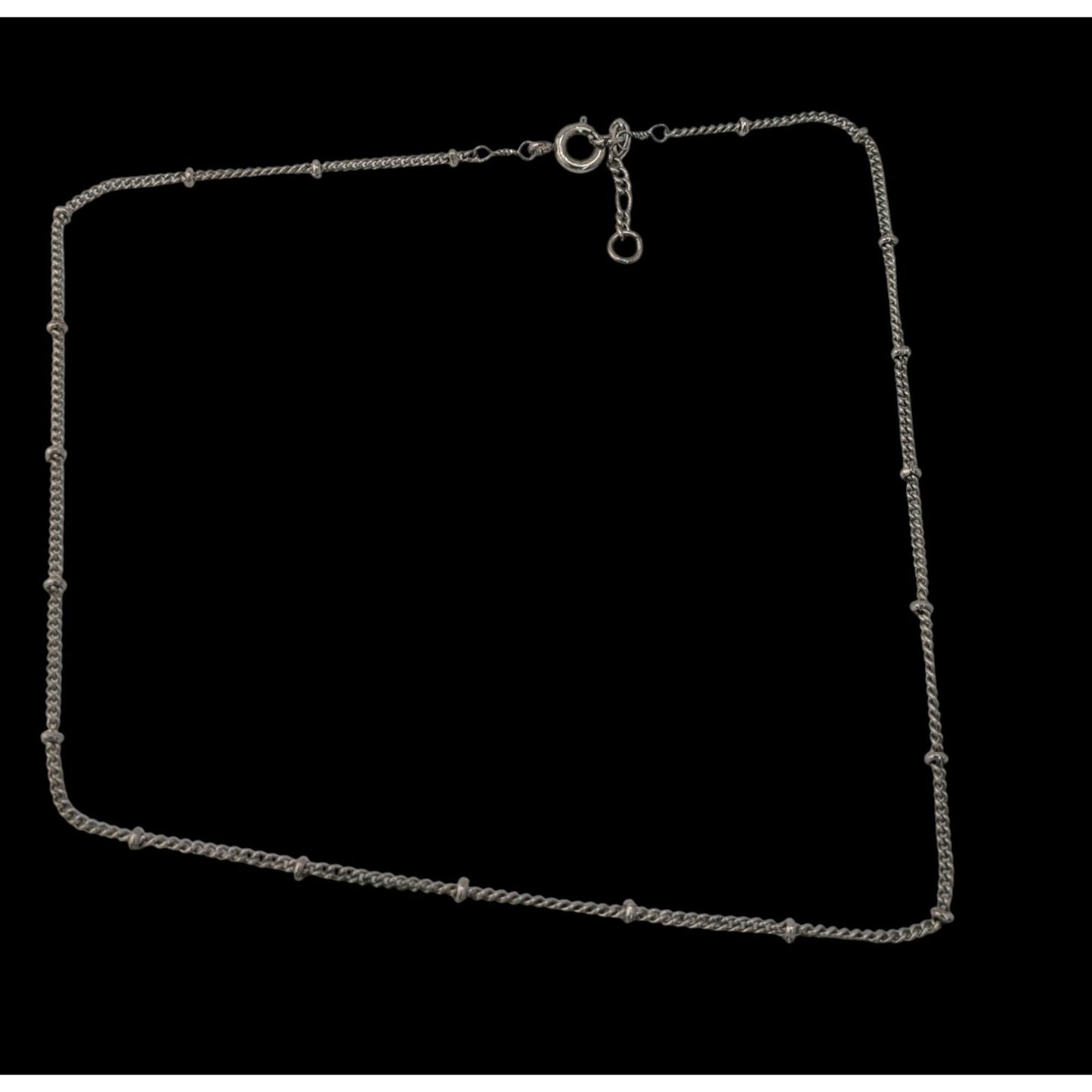 Delicate Minimalist Studded Silver Tone Chain Adjustable Necklace