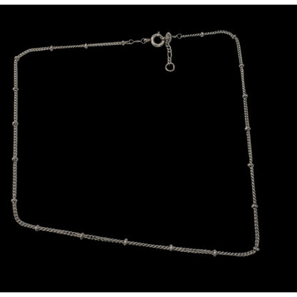 Delicate Minimalist Studded Silver Tone Chain Adjustable Necklace