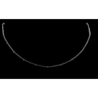 Delicate Minimalist Studded Silver Tone Chain Adjustable Necklace