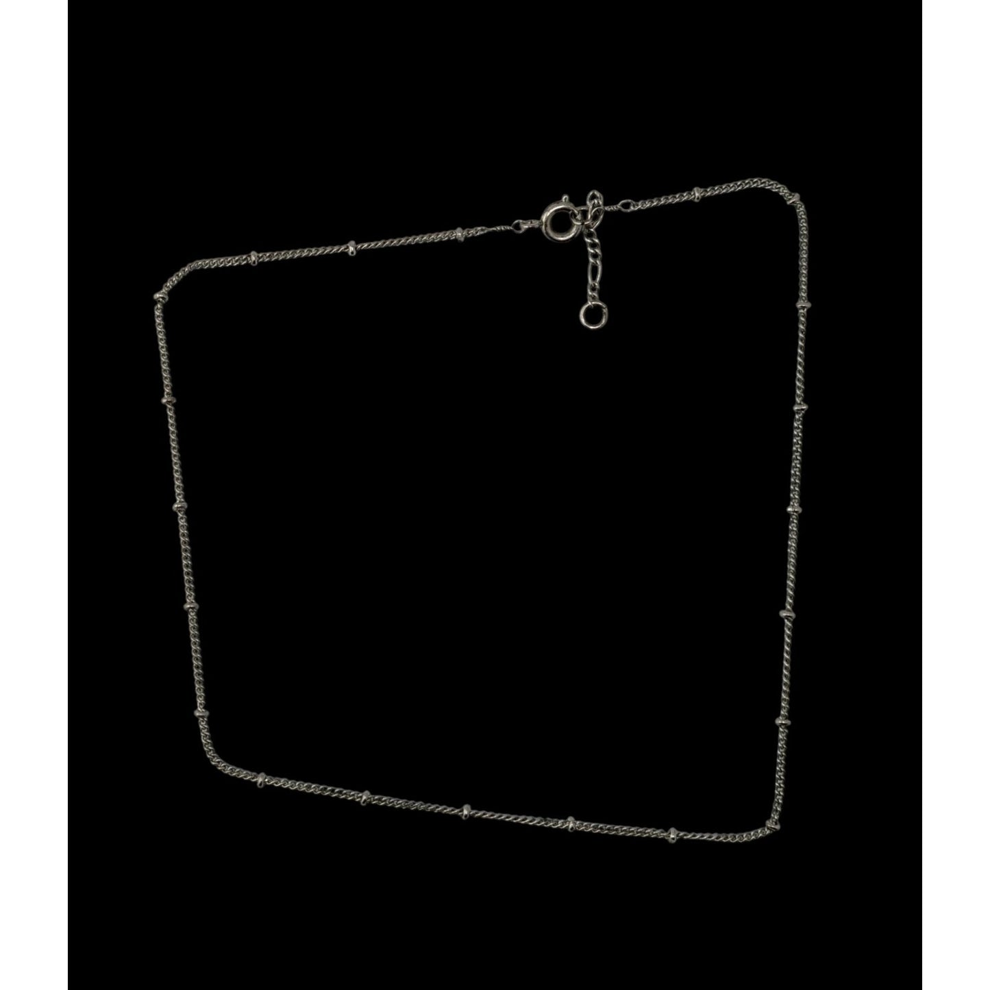 Delicate Minimalist Studded Silver Tone Chain Adjustable Necklace