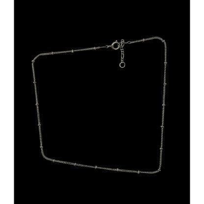 Delicate Minimalist Studded Silver Tone Chain Adjustable Necklace