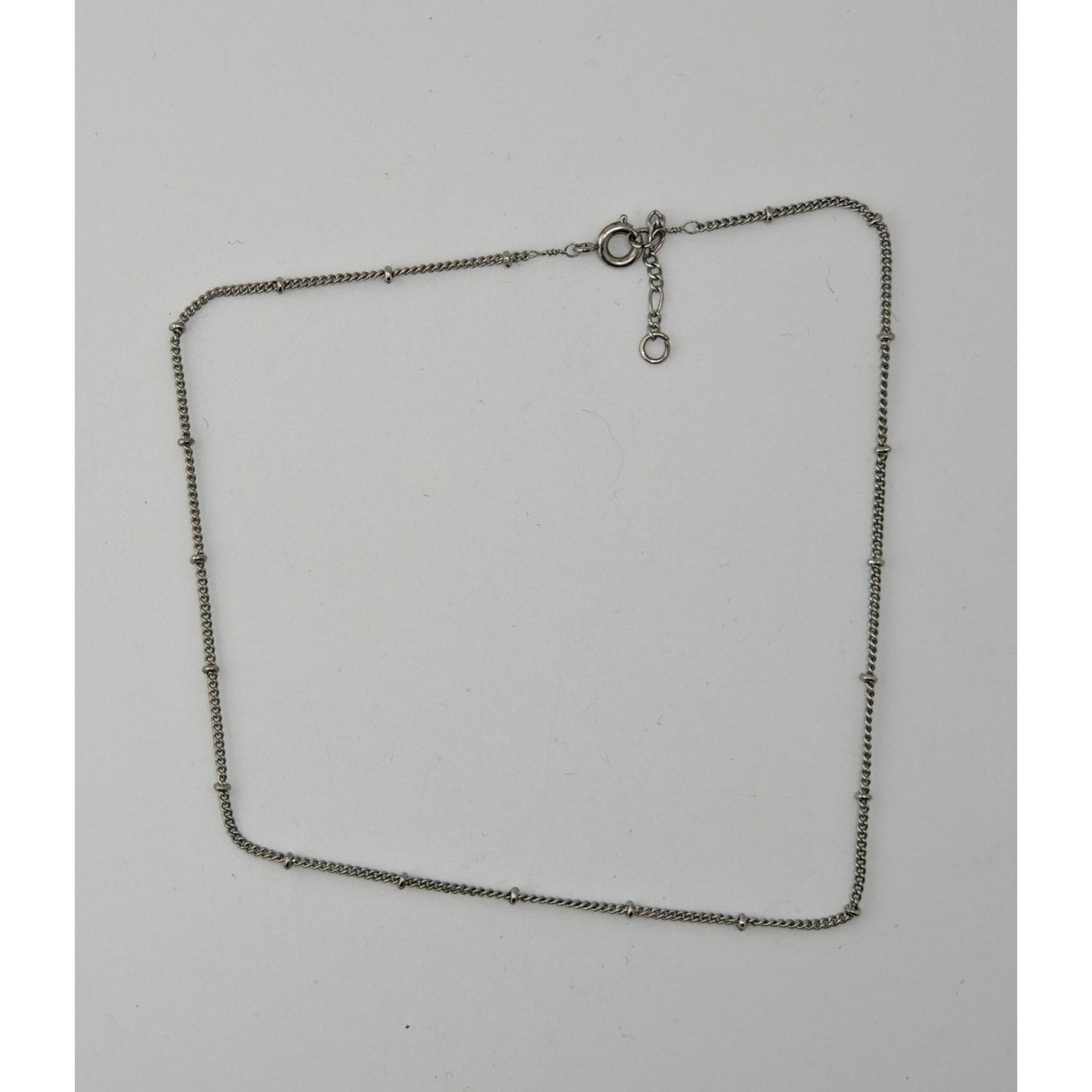 Delicate Minimalist Studded Silver Tone Chain Adjustable Necklace