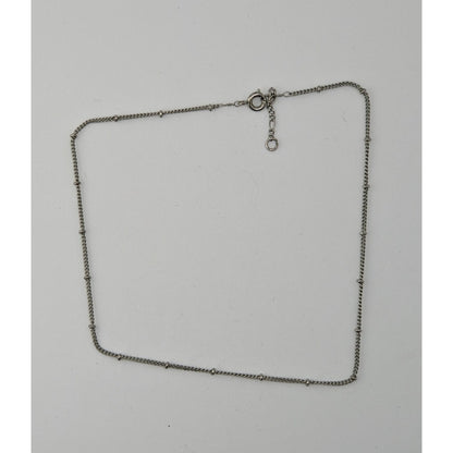 Delicate Minimalist Studded Silver Tone Chain Adjustable Necklace
