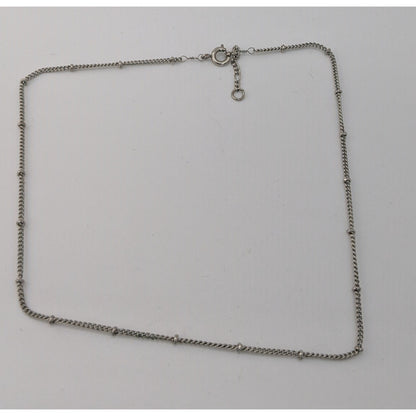 Delicate Minimalist Studded Silver Tone Chain Adjustable Necklace
