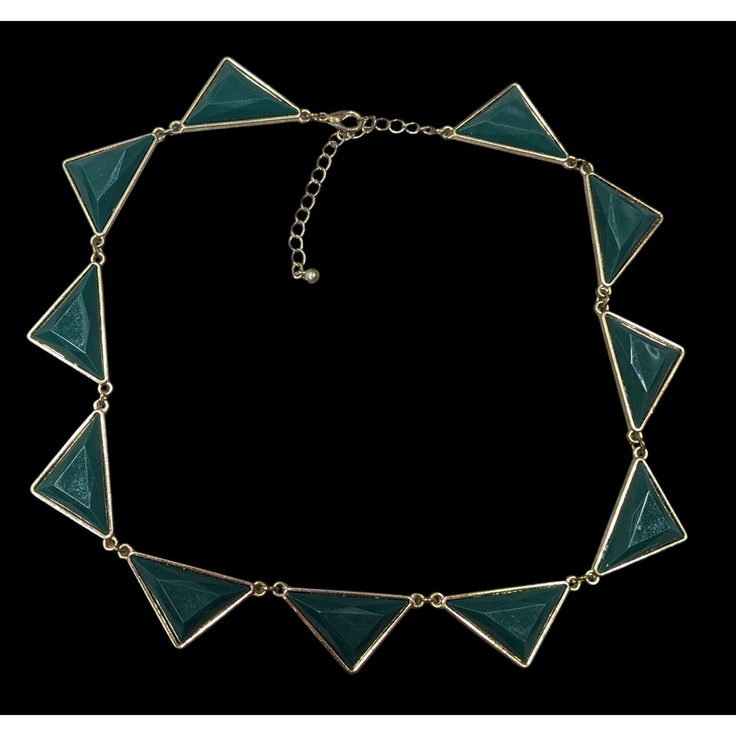 Geometric Dark Green And Gold Statement Necklace