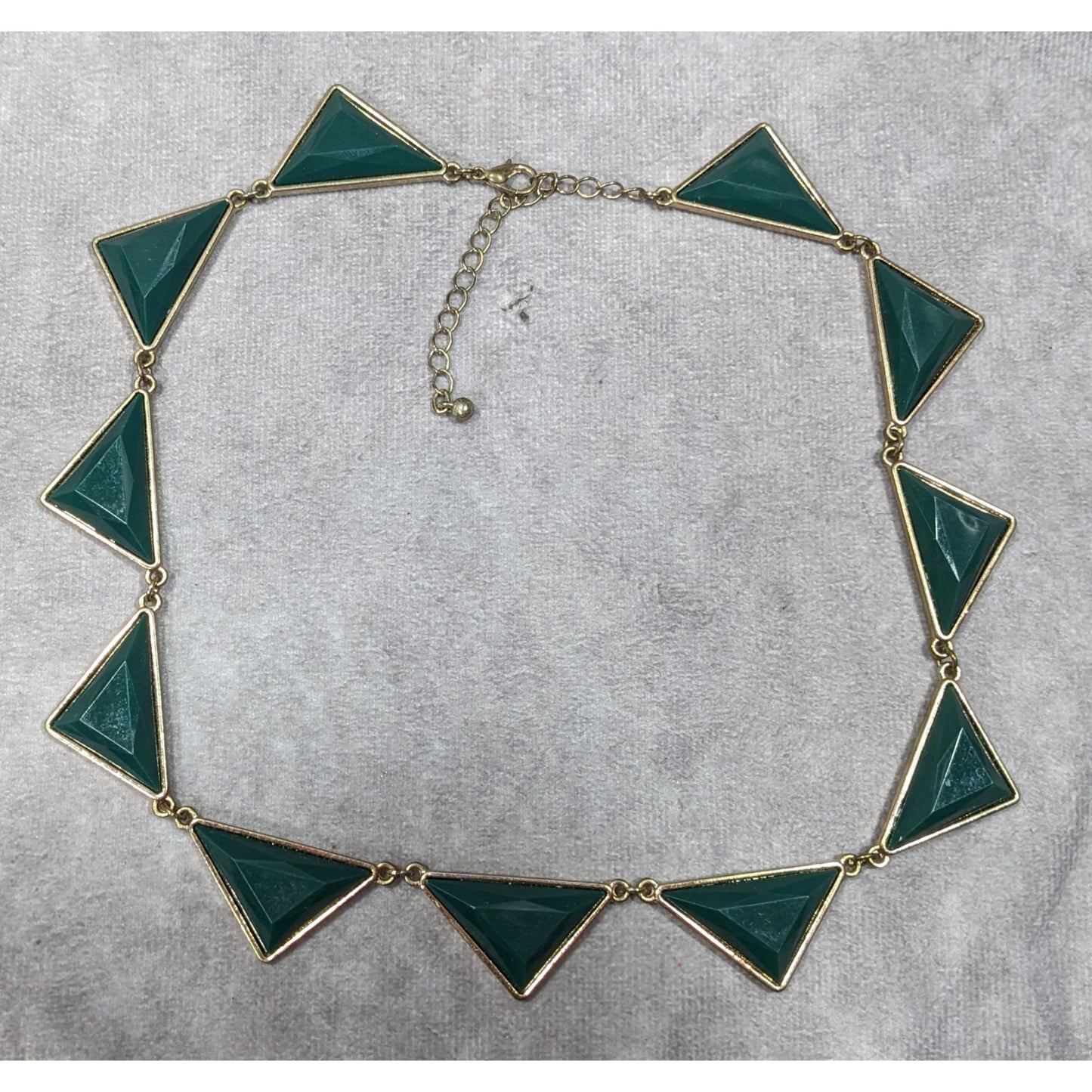 Geometric Dark Green And Gold Statement Necklace