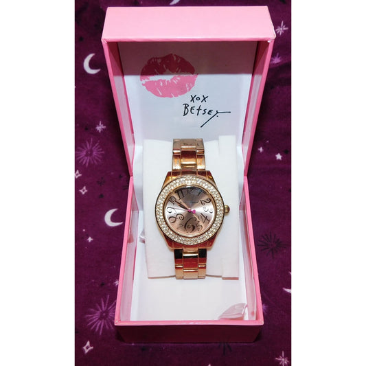 Betsey Johnson Rose Gold Rhinestone Watch