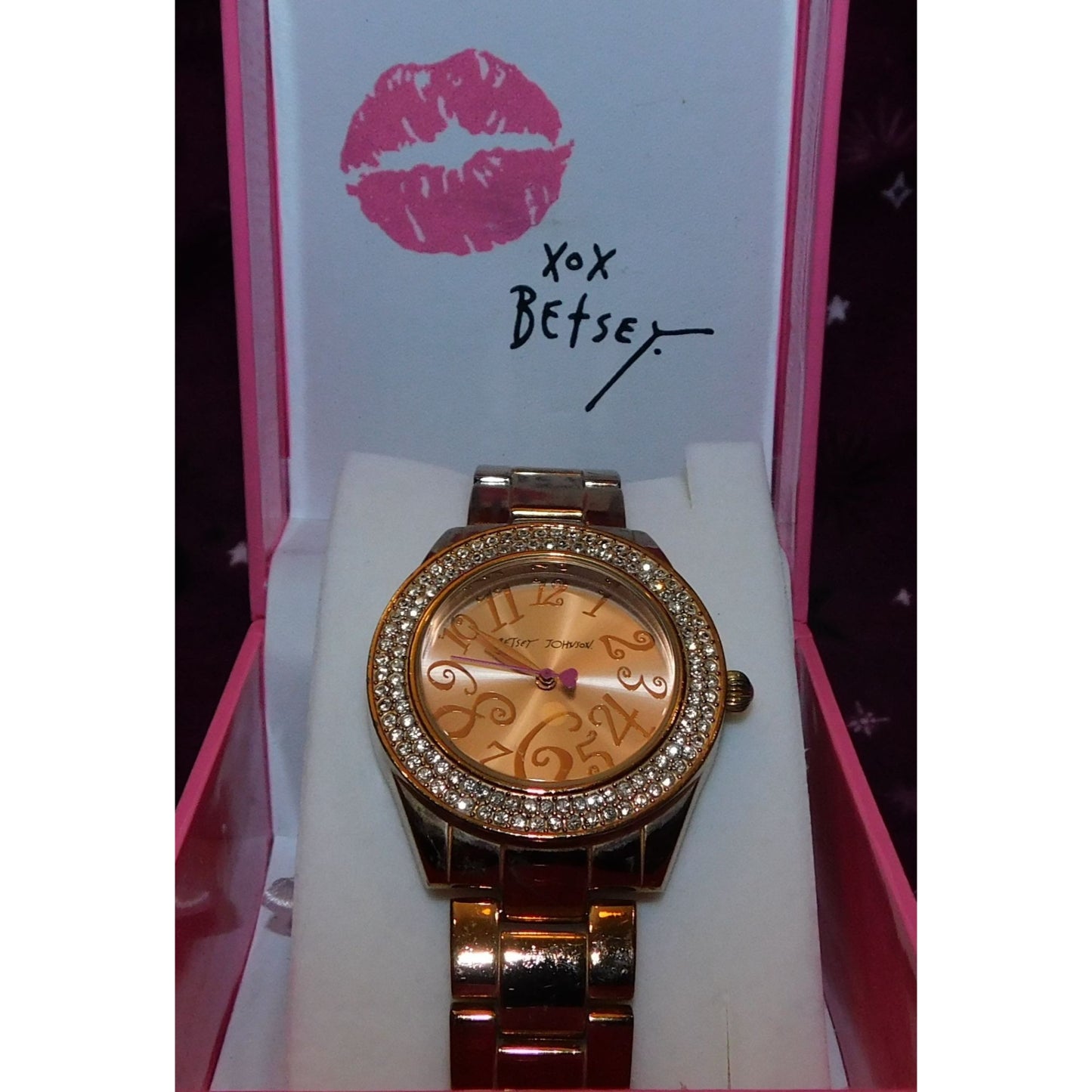 Betsey Johnson Rose Gold Rhinestone Watch