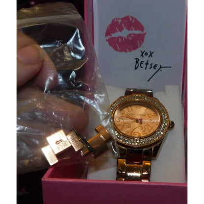 Betsey Johnson Rose Gold Rhinestone Watch