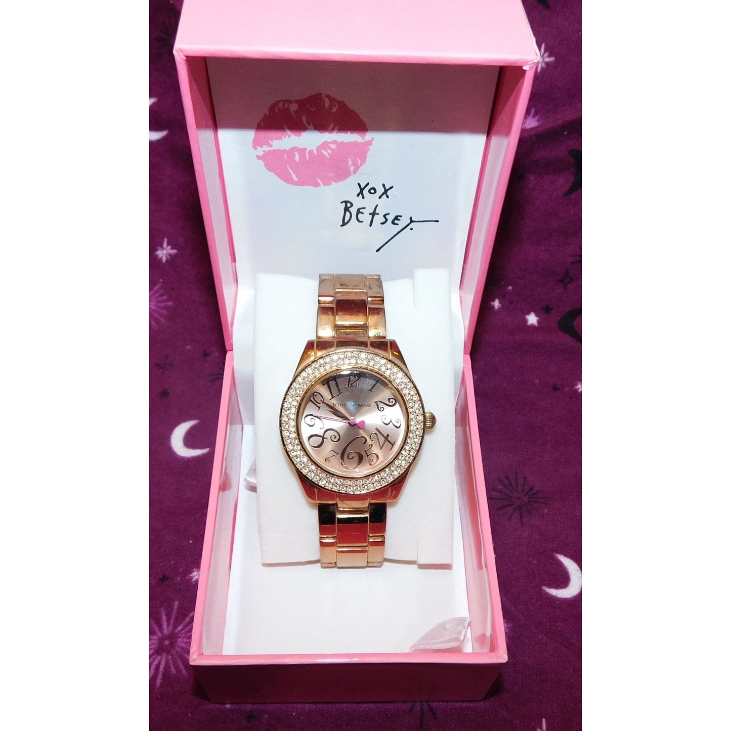 Betsey Johnson Rose Gold Rhinestone Watch