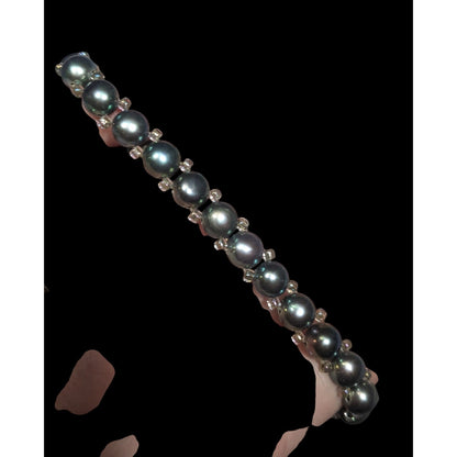 Whimsical Fantasy Black Pearl And Glass Beaded Bracelet