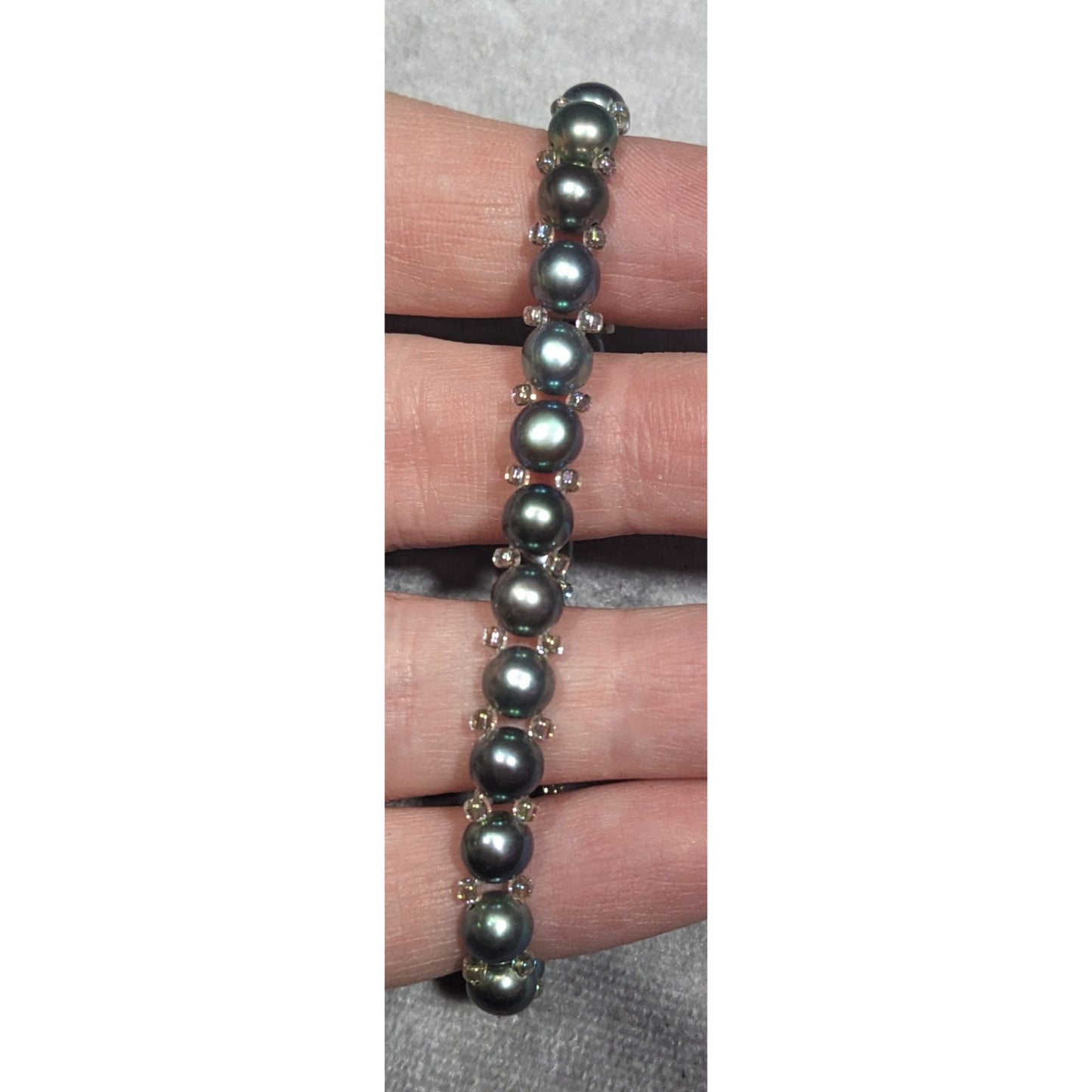 Whimsical Fantasy Black Pearl And Glass Beaded Bracelet