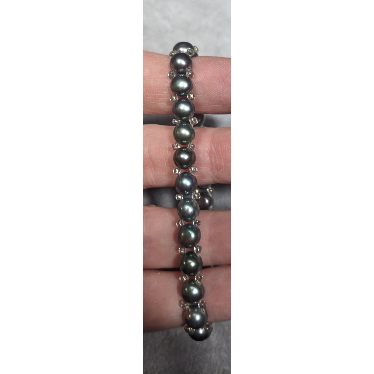 Whimsical Fantasy Black Pearl And Glass Beaded Bracelet