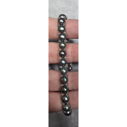 Whimsical Fantasy Black Pearl And Glass Beaded Bracelet