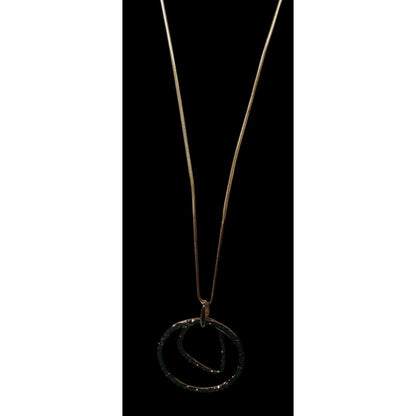 Brutalist Hammered Geometric Gold Tone Open Pendant Necklace
