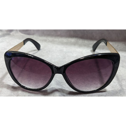 Oscar De La Renta Black And Gold Tone Sunglasses With Purple Lenses