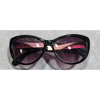 Oscar De La Renta Black And Gold Tone Sunglasses With Purple Lenses