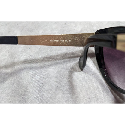 Oscar De La Renta Black And Gold Tone Sunglasses With Purple Lenses