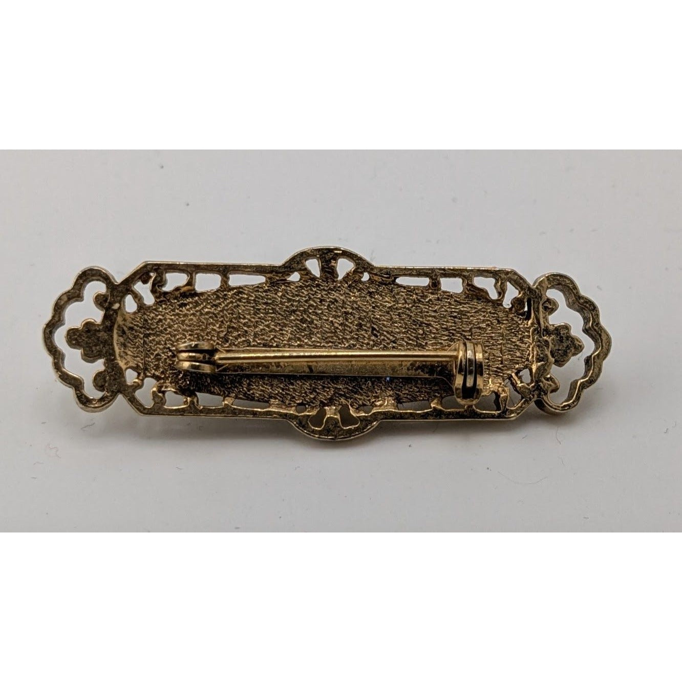 Vintage Victorian Style Gold-Tone Filigree Floral Brooch With Faux Pearls & Pink Rose Accents