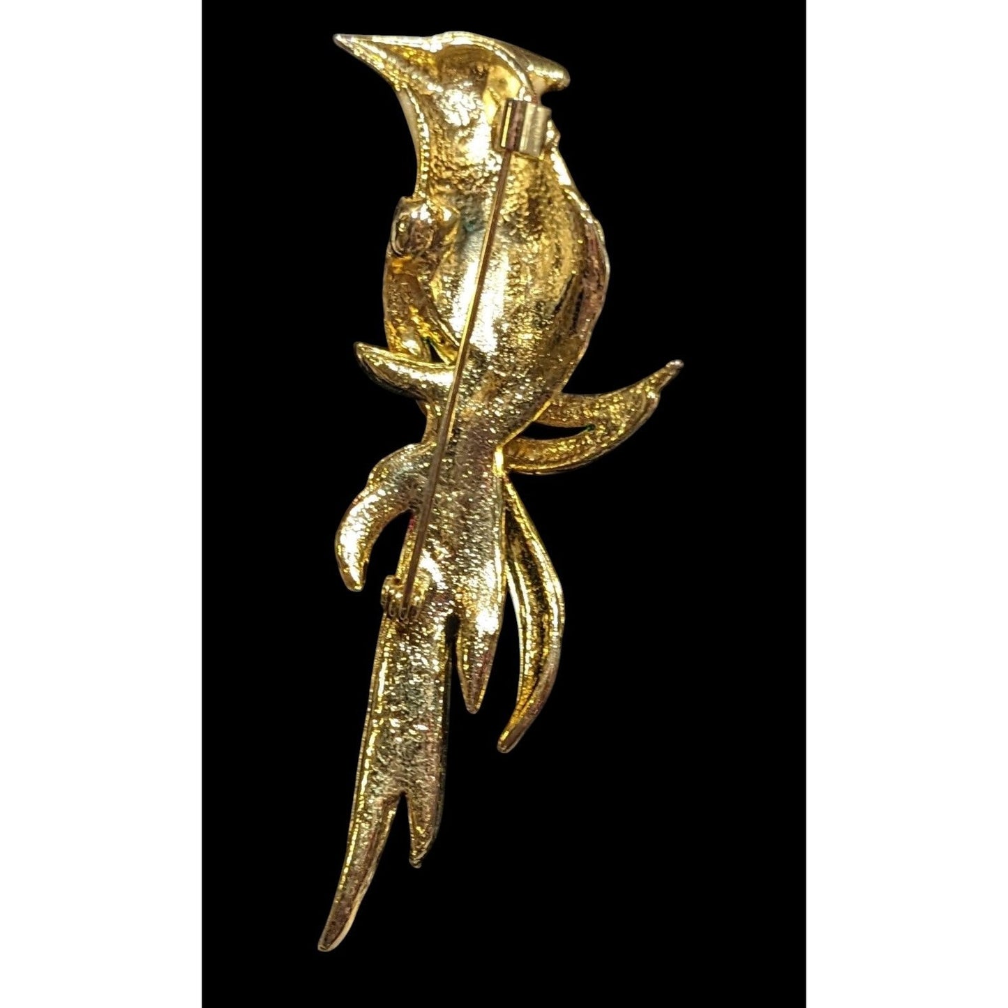 Vintage Enamel Rhinestone Rainbow Bird Brooch Signed WEST