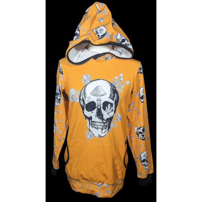 Bear Cub Clothing Orange Skull Mushroom Hoodie Size Small
