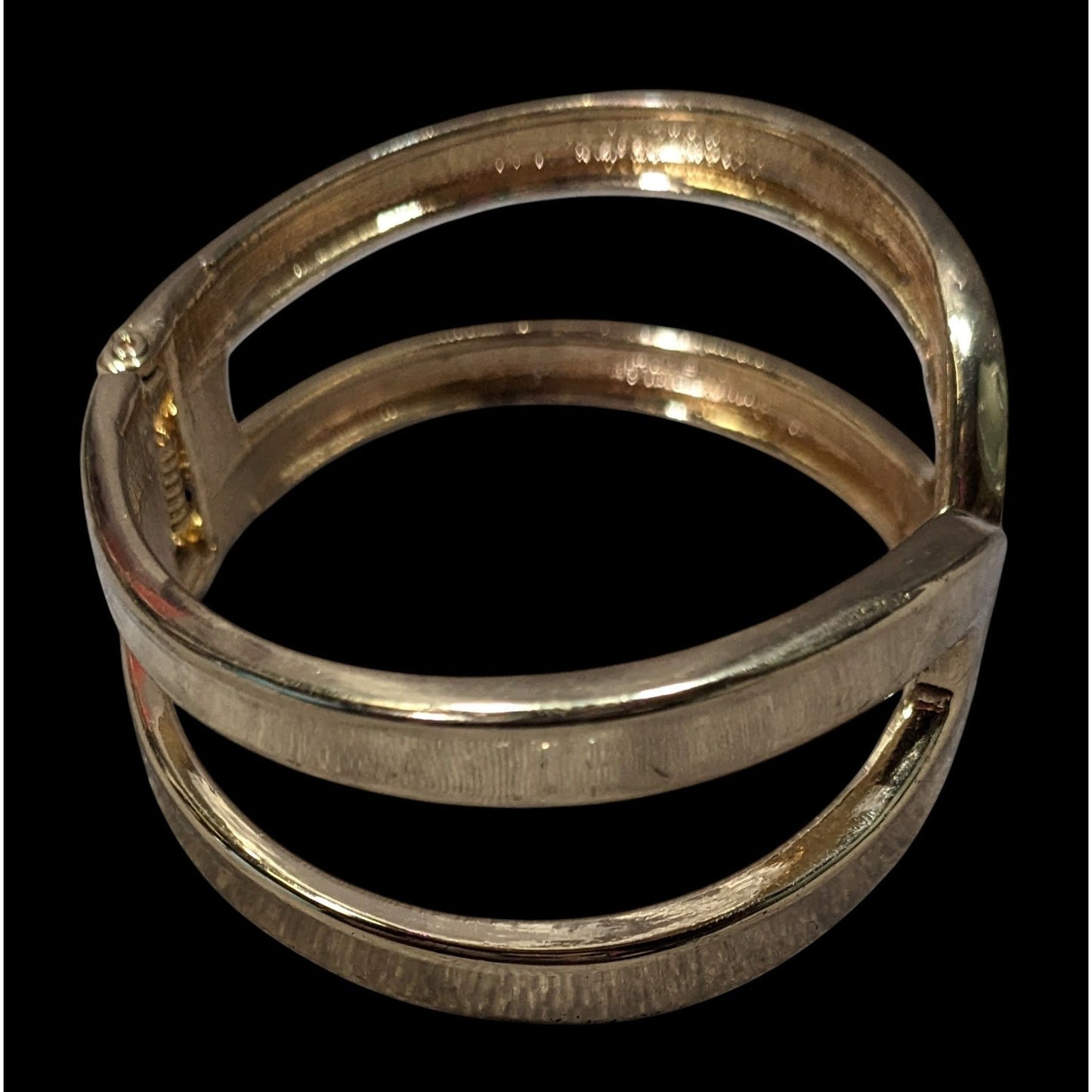 Gold-Tone Hinged Bangle Bracelet With Openwork Design