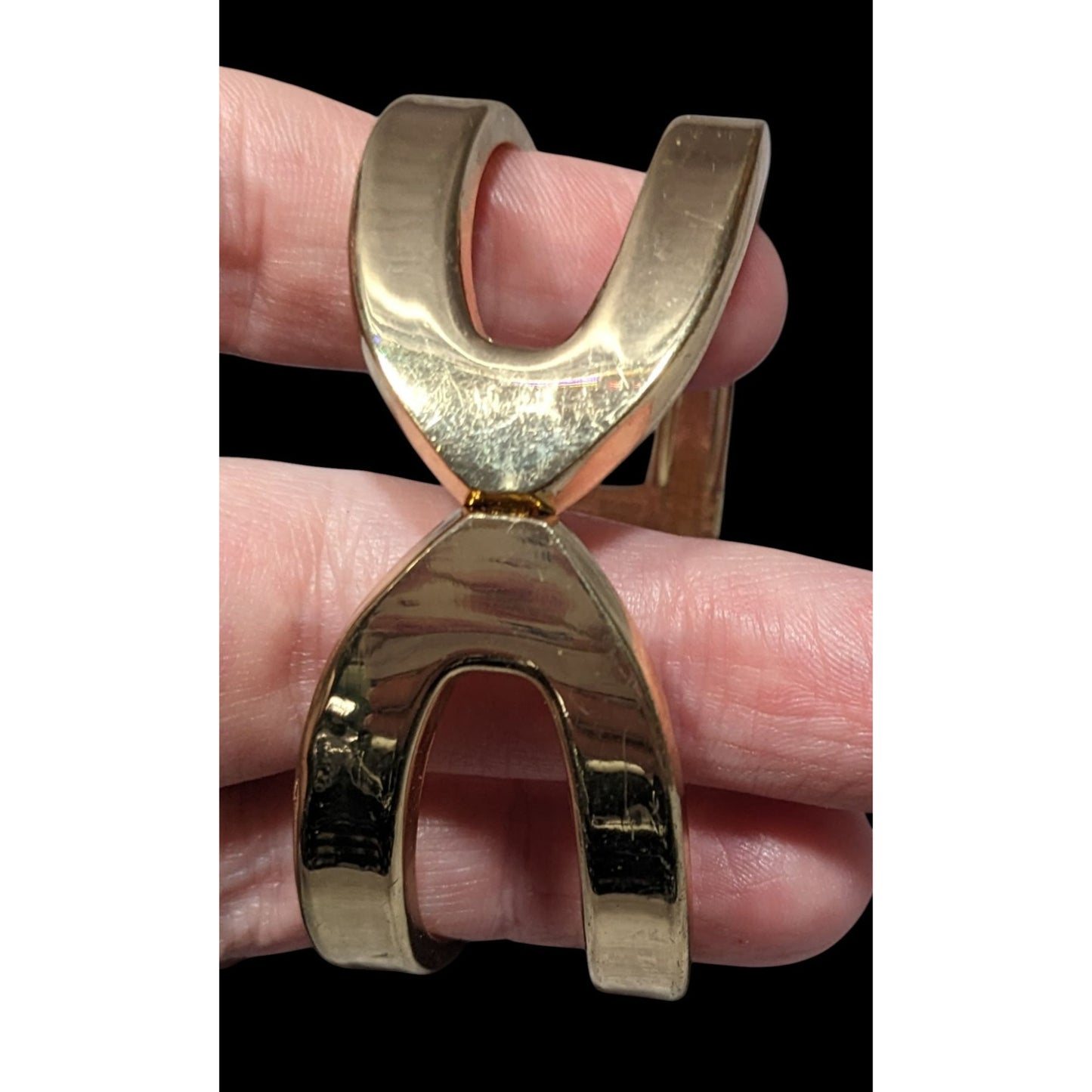 Gold-Tone Hinged Bangle Bracelet With Openwork Design