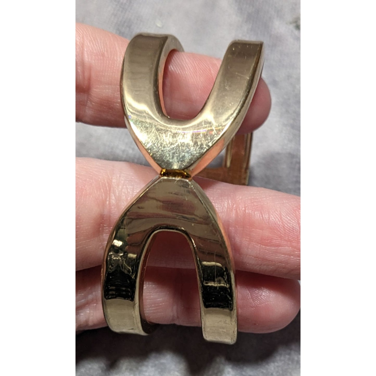 Gold-Tone Hinged Bangle Bracelet With Openwork Design