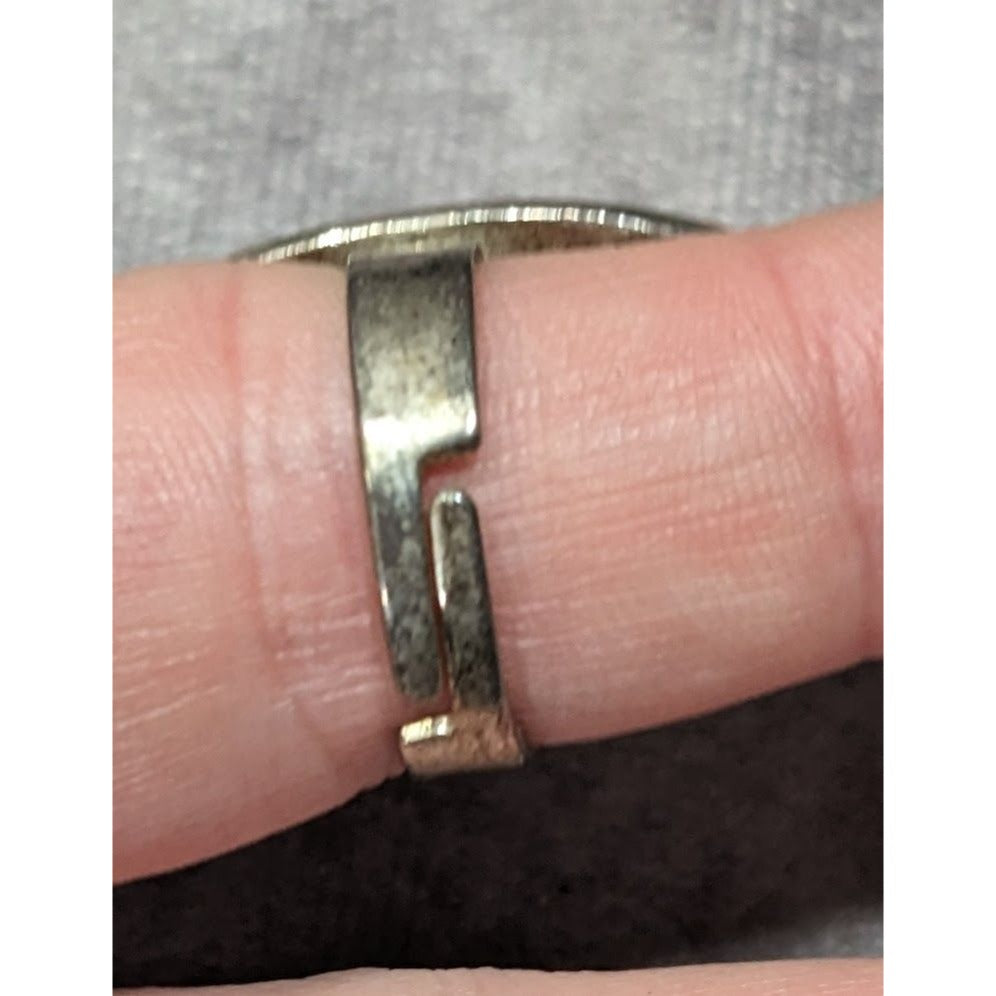 Retro Floral Pink Enamel And Silver Tone Oval Ring