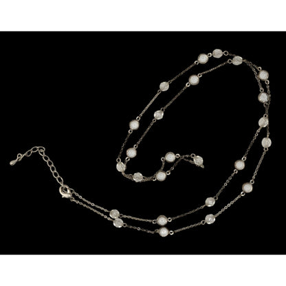 Clear Gemmed Station Necklace Silver Tone Subtle Glam Elegant Jewelry