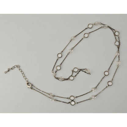 Clear Gemmed Station Necklace Silver Tone Subtle Glam Elegant Jewelry