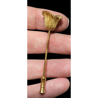 Vintage Gold Tone Art Nouveau Floral Stick PIn